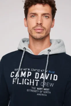 CAMP DAVID & SOCCX Sweatshirt mit Kontrastkapuze und Logo-Stickereien blue navy bluenavy Online