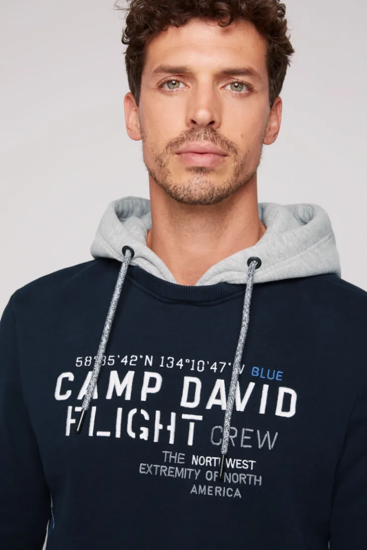 CAMP DAVID & SOCCX Sweatshirt mit Kontrastkapuze und Logo-Stickereien blue navy bluenavy Online
