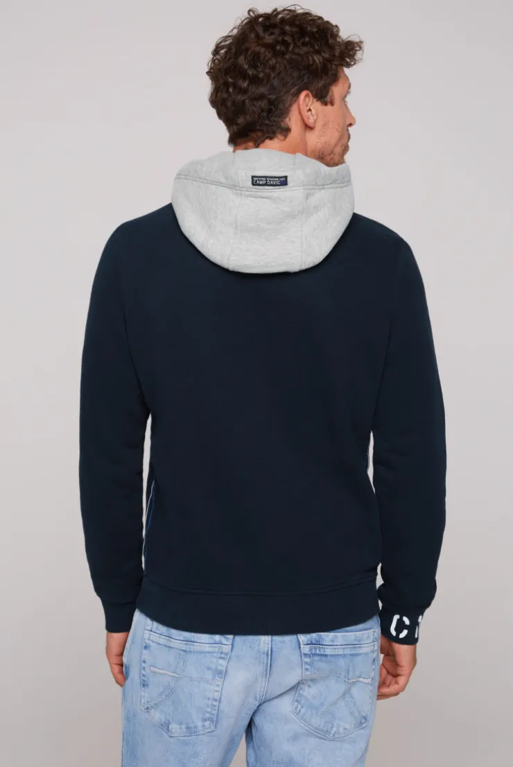 CAMP DAVID & SOCCX Sweatshirt mit Kontrastkapuze und Logo-Stickereien blue navy bluenavy Online