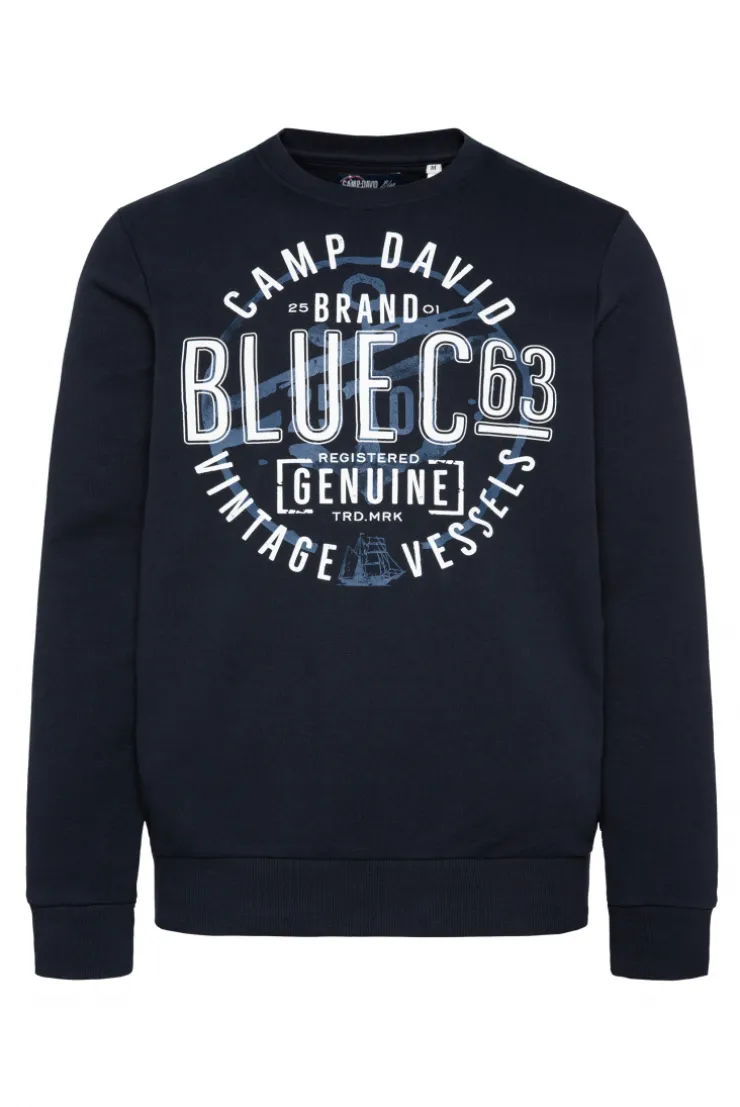 CAMP DAVID & SOCCX Sweatshirt mit rundem Label Print blue navy bluenavy Discount