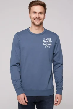 CAMP DAVID & SOCCX Sweatshirt mit Wording Print blue haze | S bluehaze Cheap