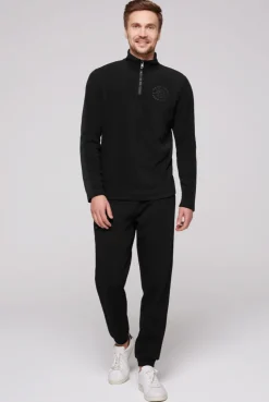 CAMP DAVID & SOCCX Troyer-Fleeceshirt mit Tapes und Prägedrucken black Best