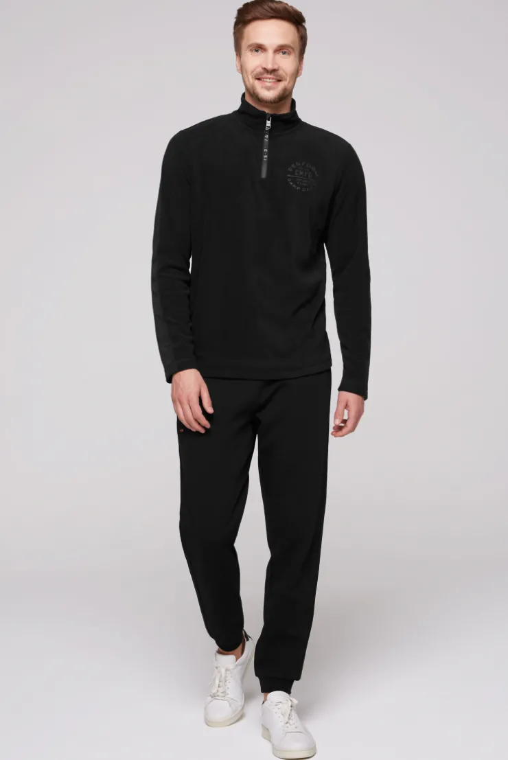 CAMP DAVID & SOCCX Troyer-Fleeceshirt mit Tapes und Prägedrucken black Best