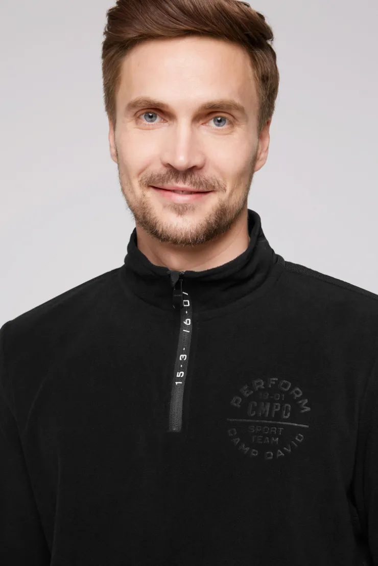 CAMP DAVID & SOCCX Troyer-Fleeceshirt mit Tapes und Prägedrucken black Best