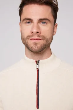 CAMP DAVID & SOCCX Troyer-Pullover mit Zipper-Detail ecru Hot