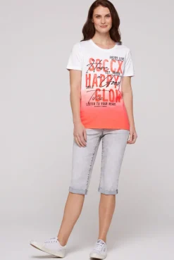 CAMP DAVID & SOCCX T-Shirt Dip Dye mit Glitter Wording neon pink neonpink Shop