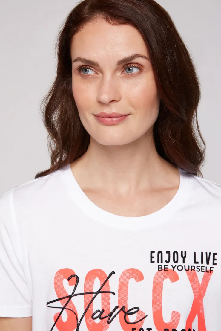 CAMP DAVID & SOCCX T-Shirt Dip Dye mit Glitter Wording neon pink neonpink Shop