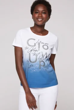 CAMP DAVID & SOCCX T-Shirt Dip Dye mit Glitter Wording airy blue | S airyblue Cheap