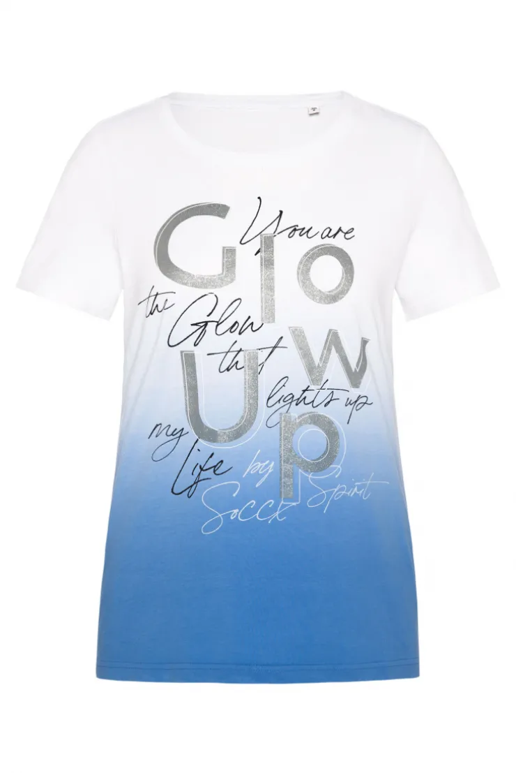 CAMP DAVID & SOCCX T-Shirt Dip Dye mit Glitter Wording airy blue | S airyblue Cheap