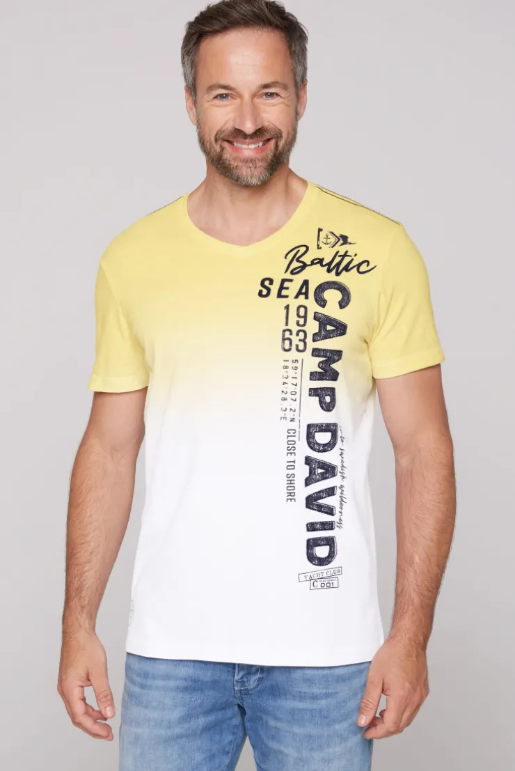 CAMP DAVID & SOCCX T-Shirt Dip Dye mit senkrechtem Logo Artwork light lime lightlime Outlet