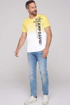CAMP DAVID & SOCCX T-Shirt Dip Dye mit senkrechtem Logo Artwork light lime lightlime Outlet