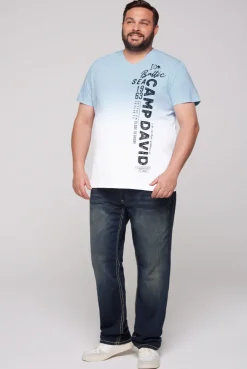 CAMP DAVID & SOCCX T-Shirt Dip Dye mit senkrechtem Logo Artwork summer blue summerblue Best Sale