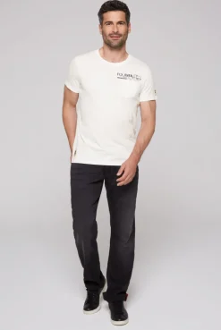 CAMP DAVID & SOCCX T-Shirt mit Brusttasche und Rücken-Artwork ivory Store