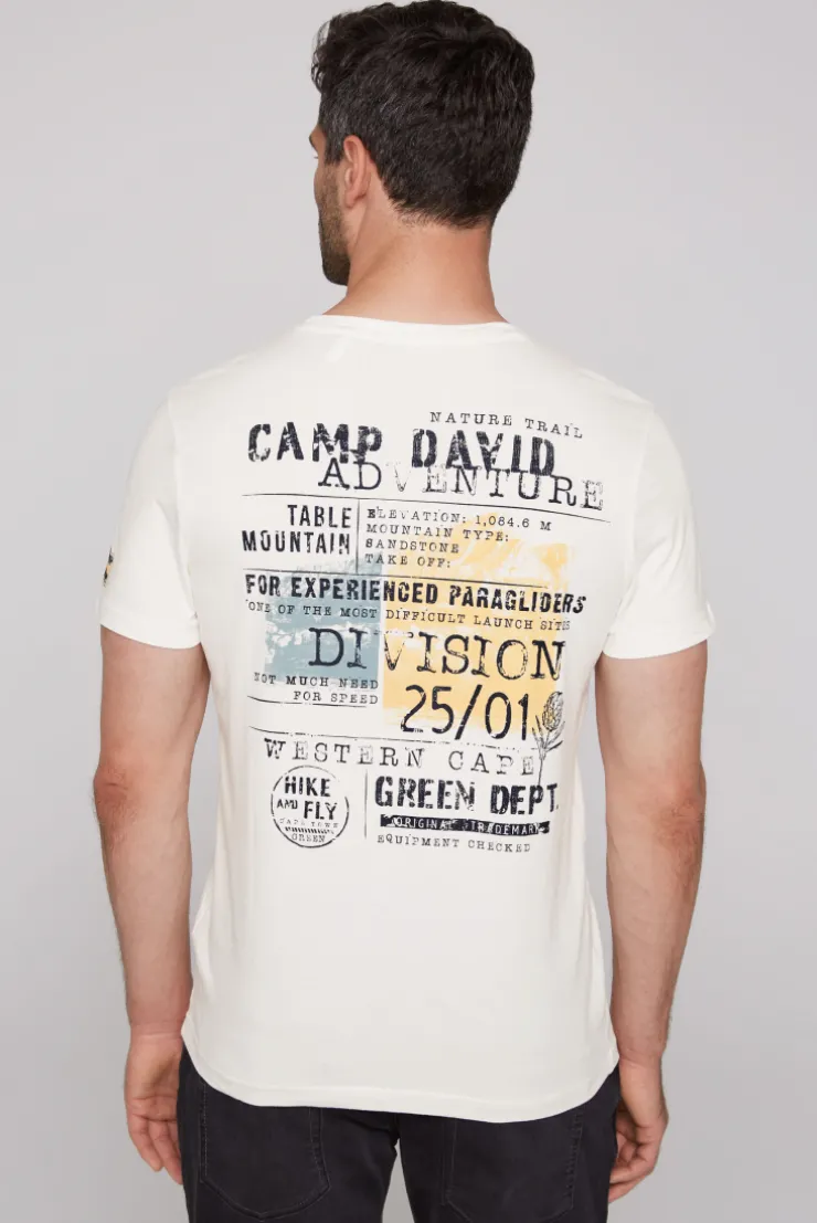 CAMP DAVID & SOCCX T-Shirt mit Brusttasche und Rücken-Artwork ivory Store