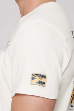 CAMP DAVID & SOCCX T-Shirt mit Brusttasche und Rücken-Artwork ivory Store