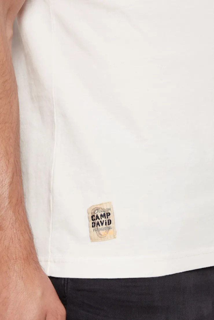 CAMP DAVID & SOCCX T-Shirt mit Brusttasche und Rücken-Artwork ivory Store