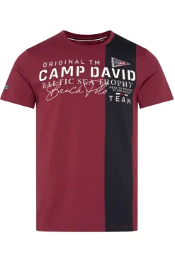 CAMP DAVID & SOCCX T-Shirt mit Color-Blocking und Artwork burgundy Best Sale