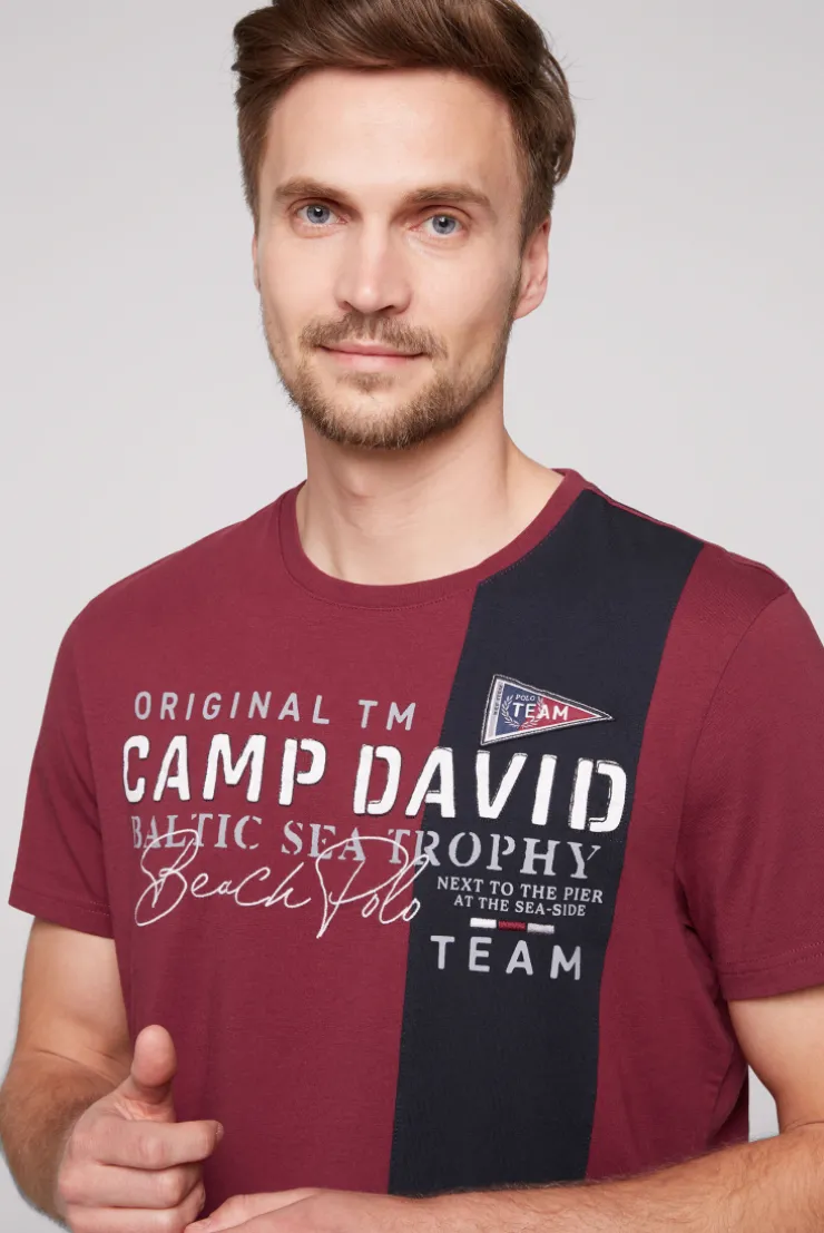 CAMP DAVID & SOCCX T-Shirt mit Color-Blocking und Artwork burgundy Best Sale