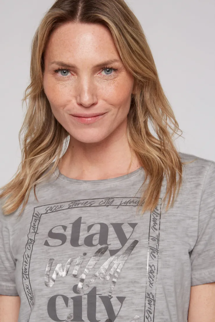 CAMP DAVID & SOCCX T-Shirt mit Folienprint shadow Flash Sale
