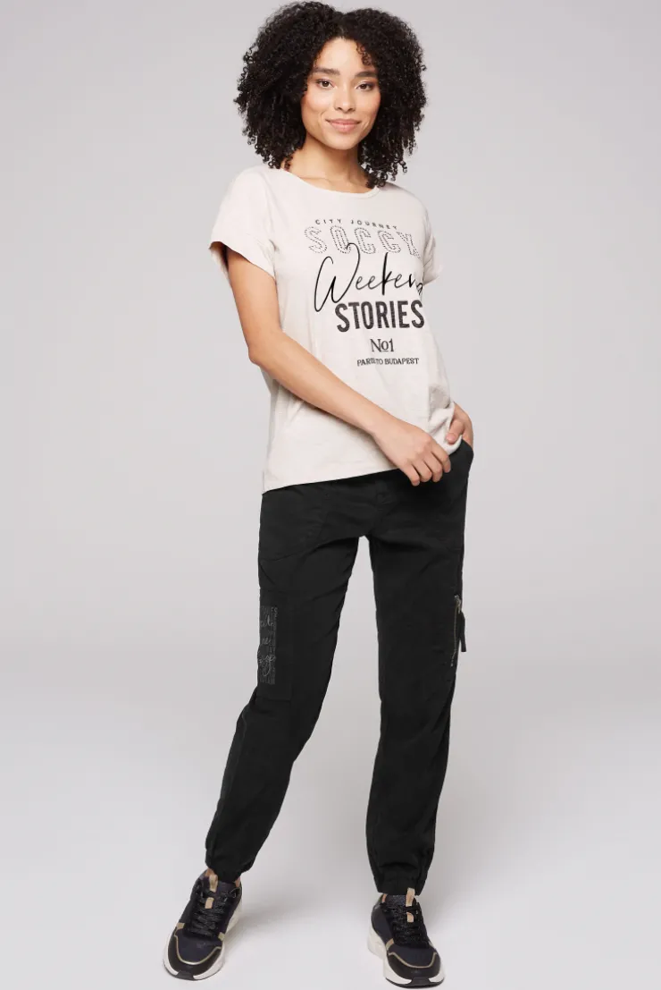 CAMP DAVID & SOCCX T-Shirt mit Logo aus Schmucknieten stone beige stonebeige Discount