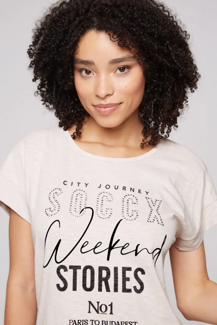 CAMP DAVID & SOCCX T-Shirt mit Logo aus Schmucknieten stone beige stonebeige Discount