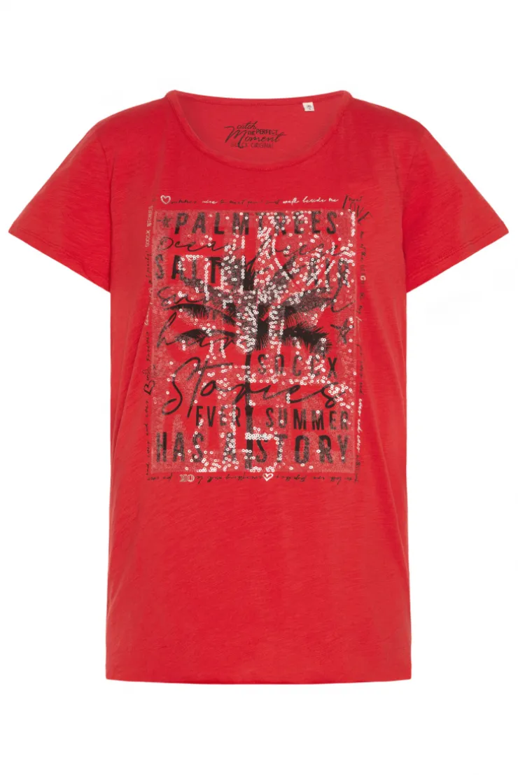 CAMP DAVID & SOCCX T-Shirt mit Pailletten-Artwork red orange redorange Fashion