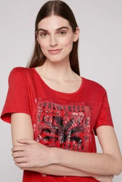 CAMP DAVID & SOCCX T-Shirt mit Pailletten-Artwork red orange redorange Fashion