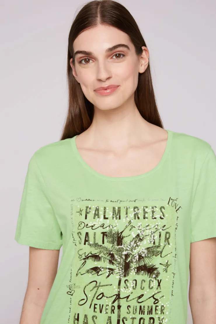 CAMP DAVID & SOCCX T-Shirt mit Pailletten-Artwork light green lightgreen Sale