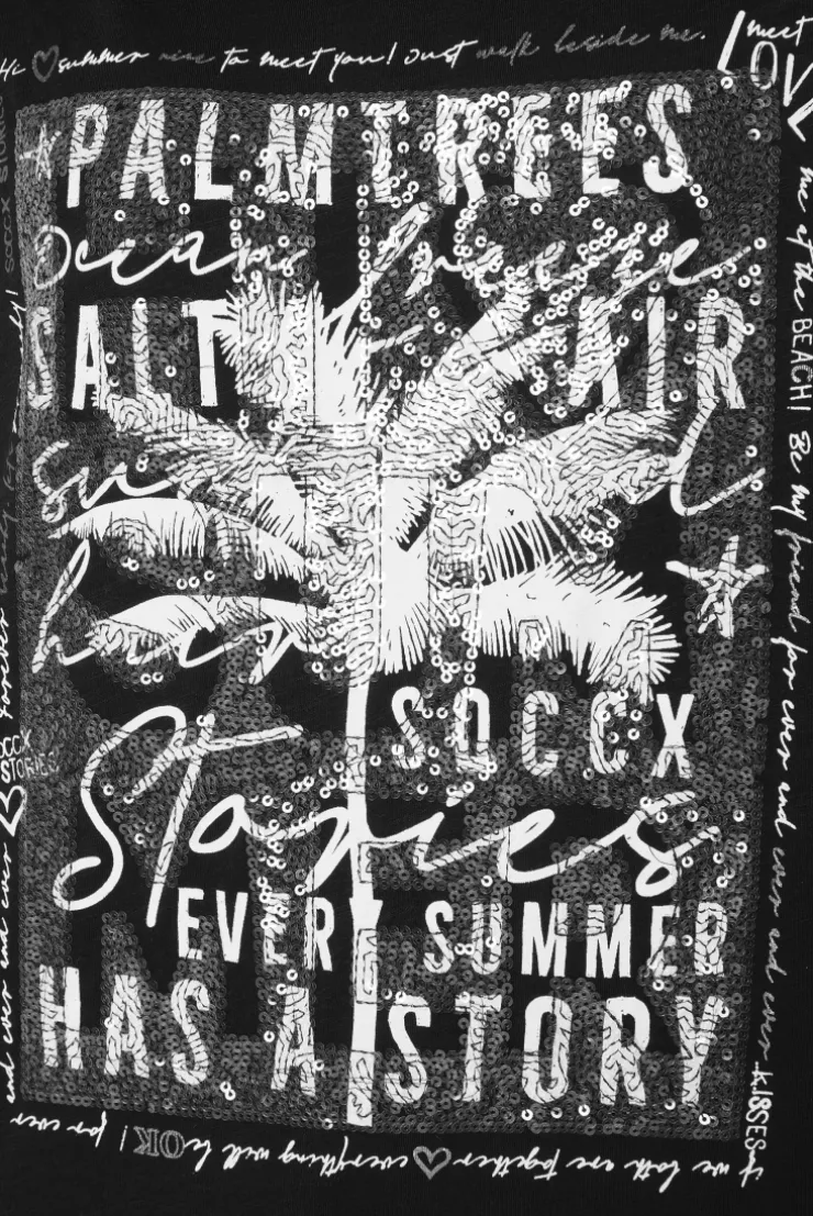 CAMP DAVID & SOCCX T-Shirt mit Pailletten-Artwork black Cheap