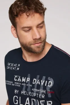 CAMP DAVID & SOCCX T-Shirt mit Print im Used Look blue navy bluenavy Discount