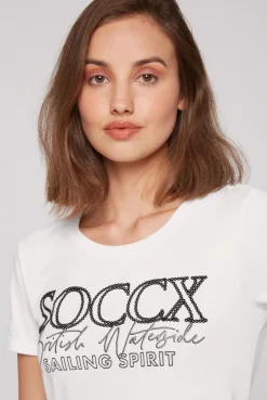 CAMP DAVID & SOCCX T-Shirt mit Rundhalsausschnitt und Glitter Print ivory Clearance