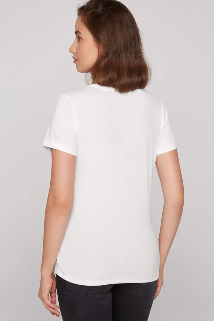 CAMP DAVID & SOCCX T-Shirt mit Rundhalsausschnitt und Glitter Print ivory Clearance