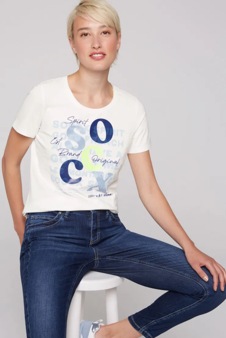CAMP DAVID & SOCCX T-Shirt mit Rundhalsausschnitt und Print ivory Hot