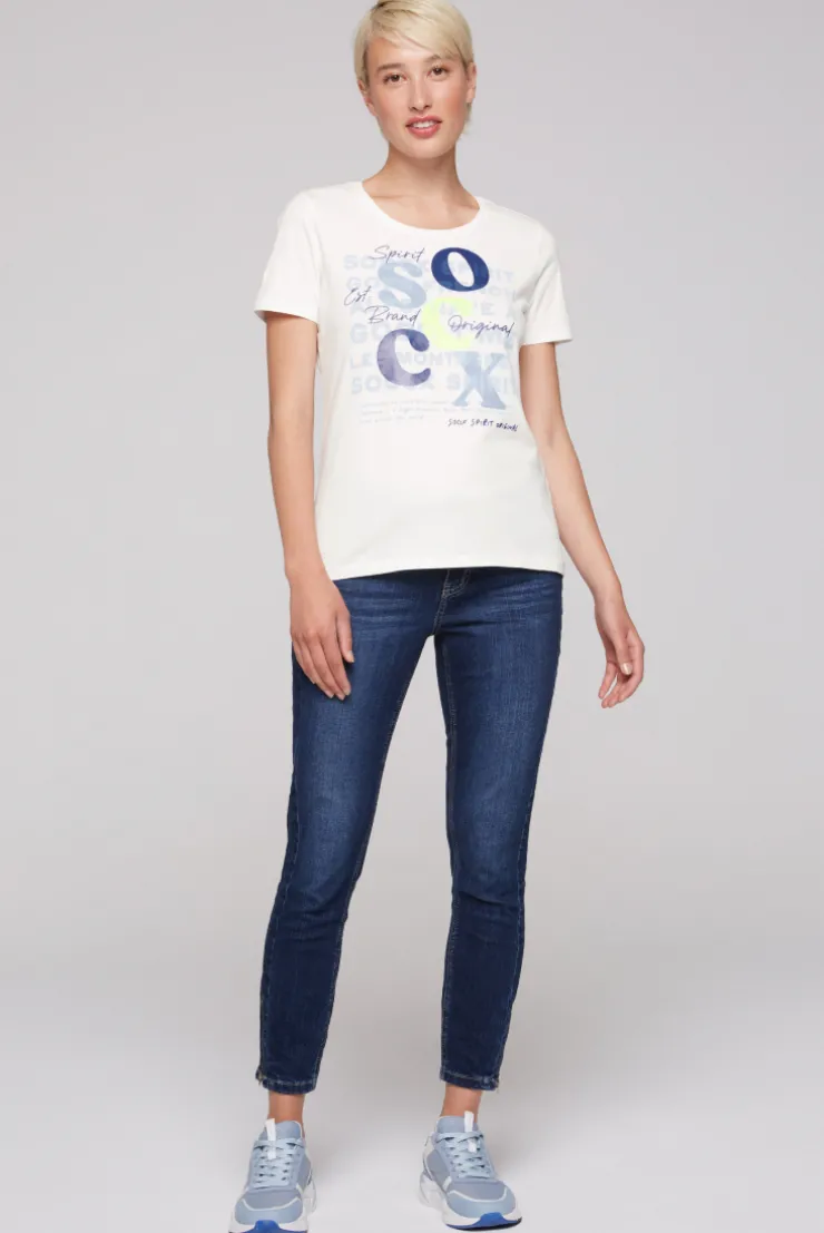 CAMP DAVID & SOCCX T-Shirt mit Rundhalsausschnitt und Print ivory Hot