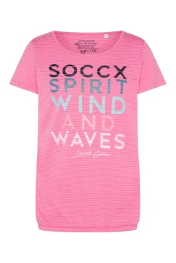 CAMP DAVID & SOCCX T-Shirt mit tonigen Streifen und Glitter Print pink punch pinkpunch Clearance