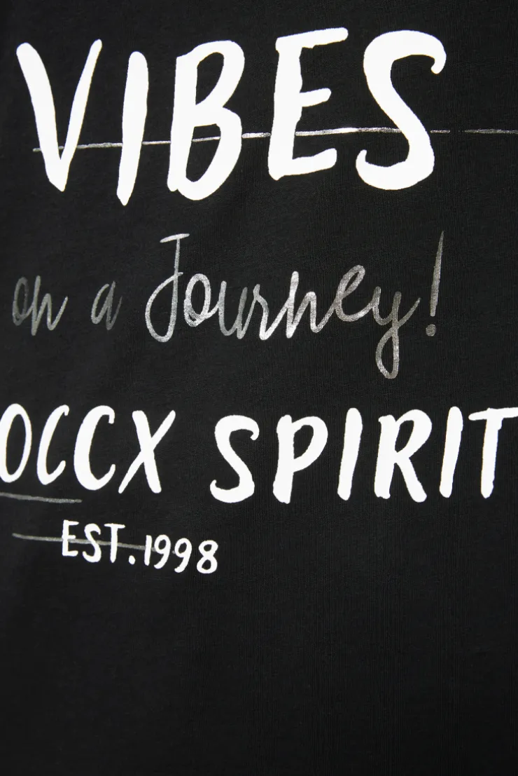 CAMP DAVID & SOCCX T-Shirt mit U-Boot-Ausschnitt und Wording Print black Sale