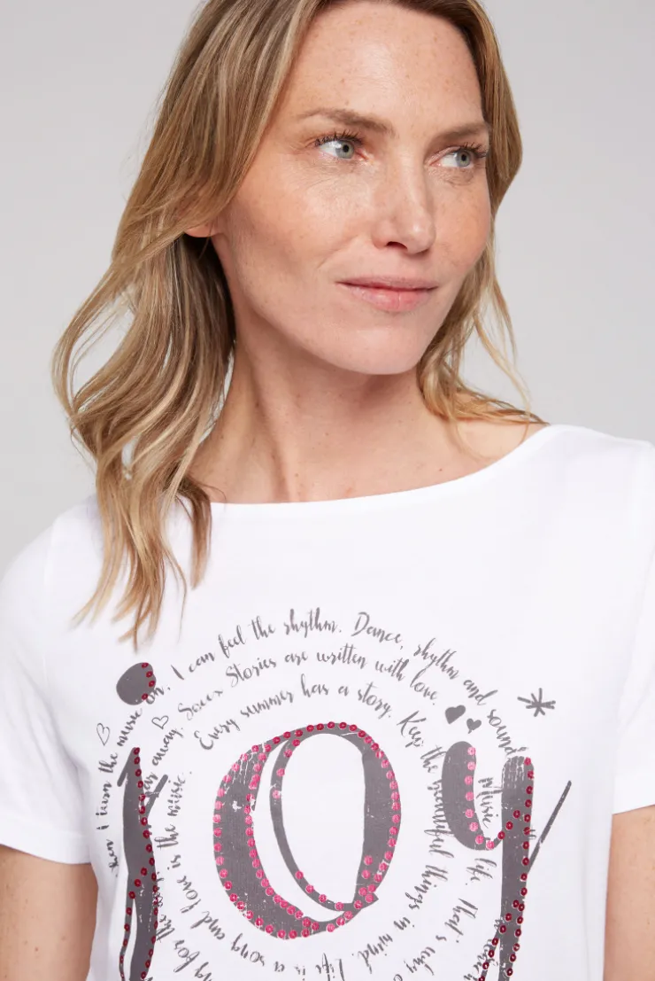 CAMP DAVID & SOCCX T-Shirt mit U-Boot-Ausschnitt und Artwork opticwhite Clearance