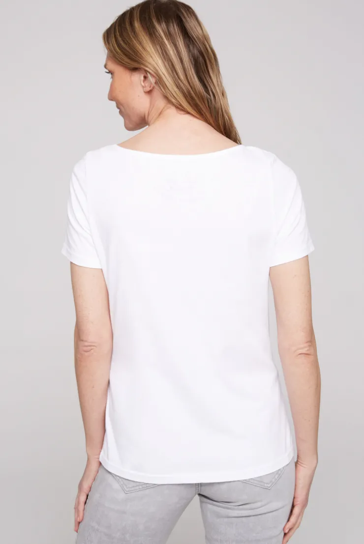 CAMP DAVID & SOCCX T-Shirt mit U-Boot-Ausschnitt und Artwork opticwhite Clearance
