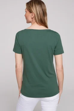 CAMP DAVID & SOCCX T-Shirt mit U-Boot-Ausschnitt und Wording Print dark green darkgreen Hot