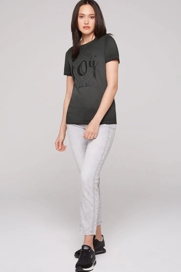 CAMP DAVID & SOCCX T-Shirt mit U-Boot-Ausschnitt und Artwork black Outlet
