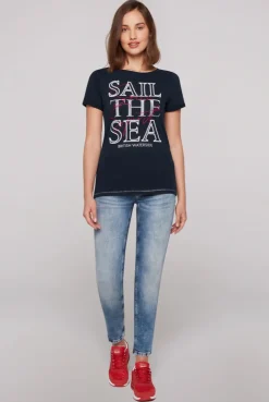 CAMP DAVID & SOCCX T-Shirt mit U-Boot-Ausschnitt und Glossy-Pailletten-Print blue navy bluenavy Flash Sale