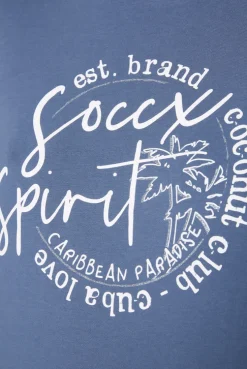 CAMP DAVID & SOCCX T-Shirt mit U-Boot-Ausschnitt und Label Print blue haze bluehaze New