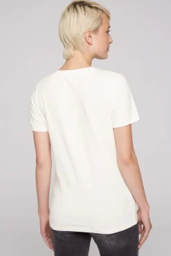 CAMP DAVID & SOCCX T-Shirt mit V-Ausschnitt und Wording Print ivory Sale