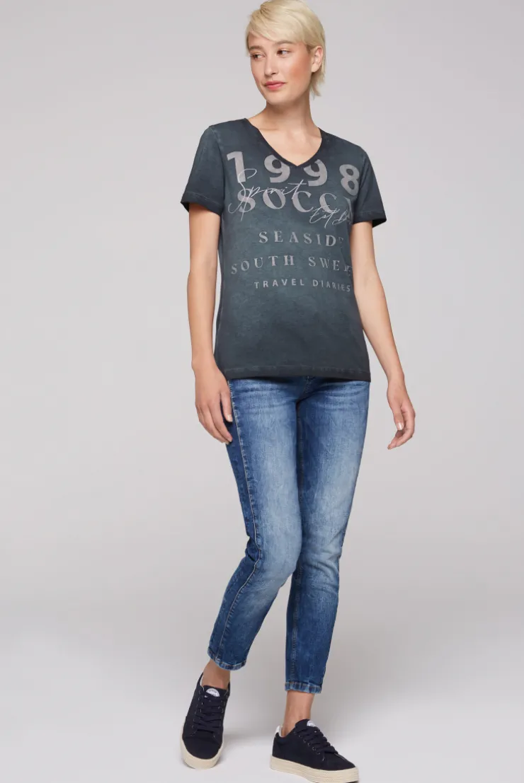 CAMP DAVID & SOCCX T-Shirt mit V-Ausschnitt und Wording Print blue navy bluenavy Sale