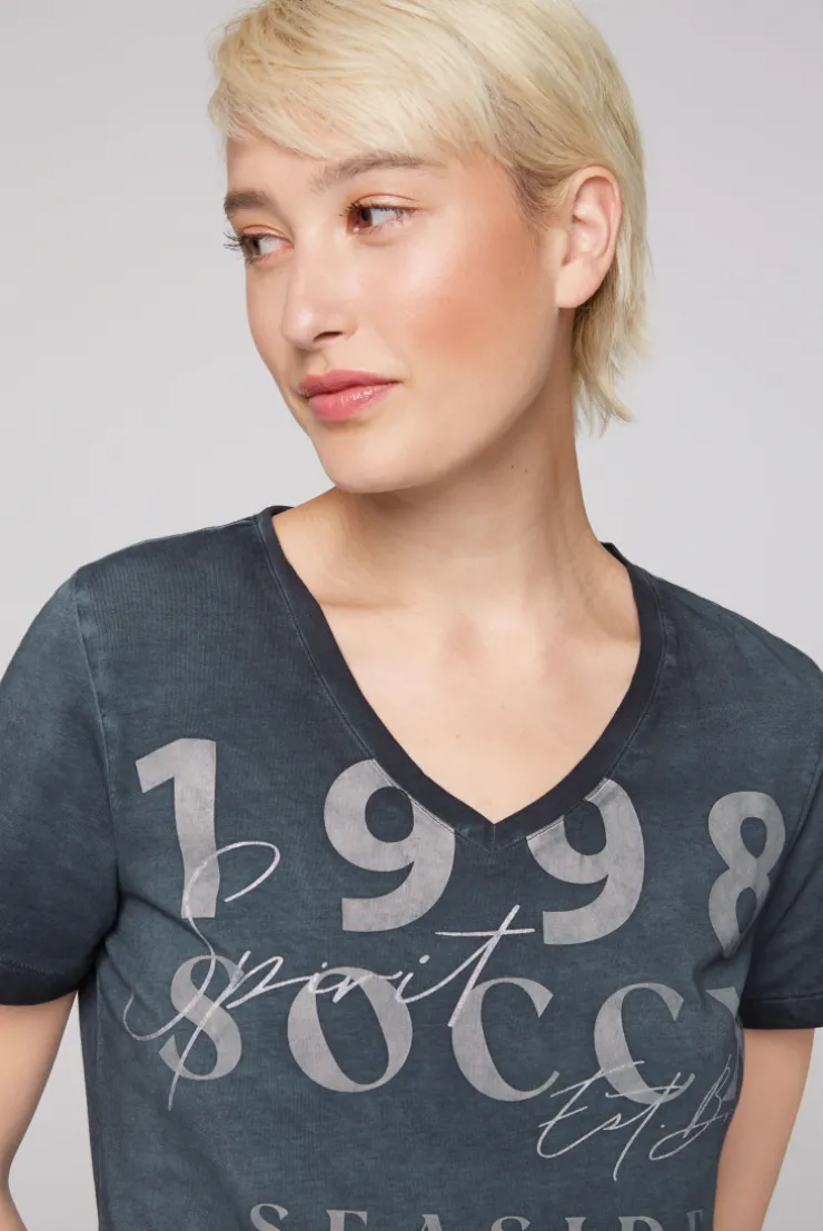 CAMP DAVID & SOCCX T-Shirt mit V-Ausschnitt und Wording Print blue navy bluenavy Sale