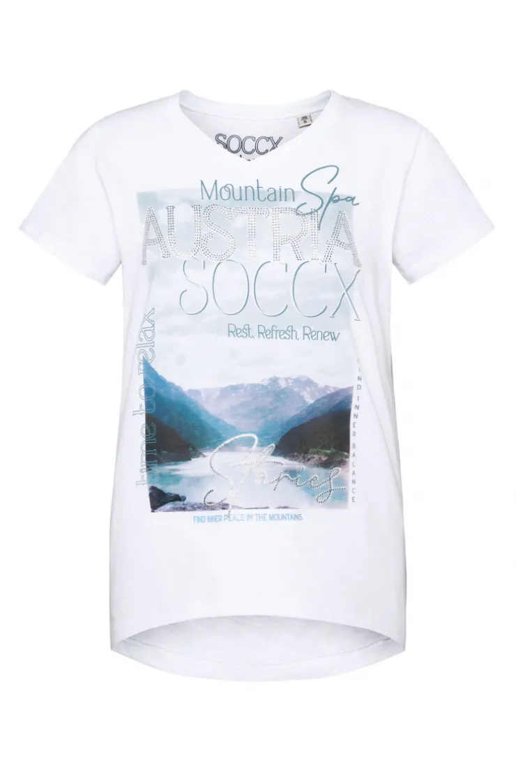 CAMP DAVID & SOCCX T-Shirt mit V-Ausschnitt und Photoprint opticwhite Cheap