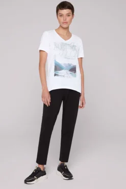 CAMP DAVID & SOCCX T-Shirt mit V-Ausschnitt und Photoprint opticwhite Cheap