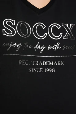 CAMP DAVID & SOCCX T-Shirt mit V-Ausschnitt und Print black Cheap