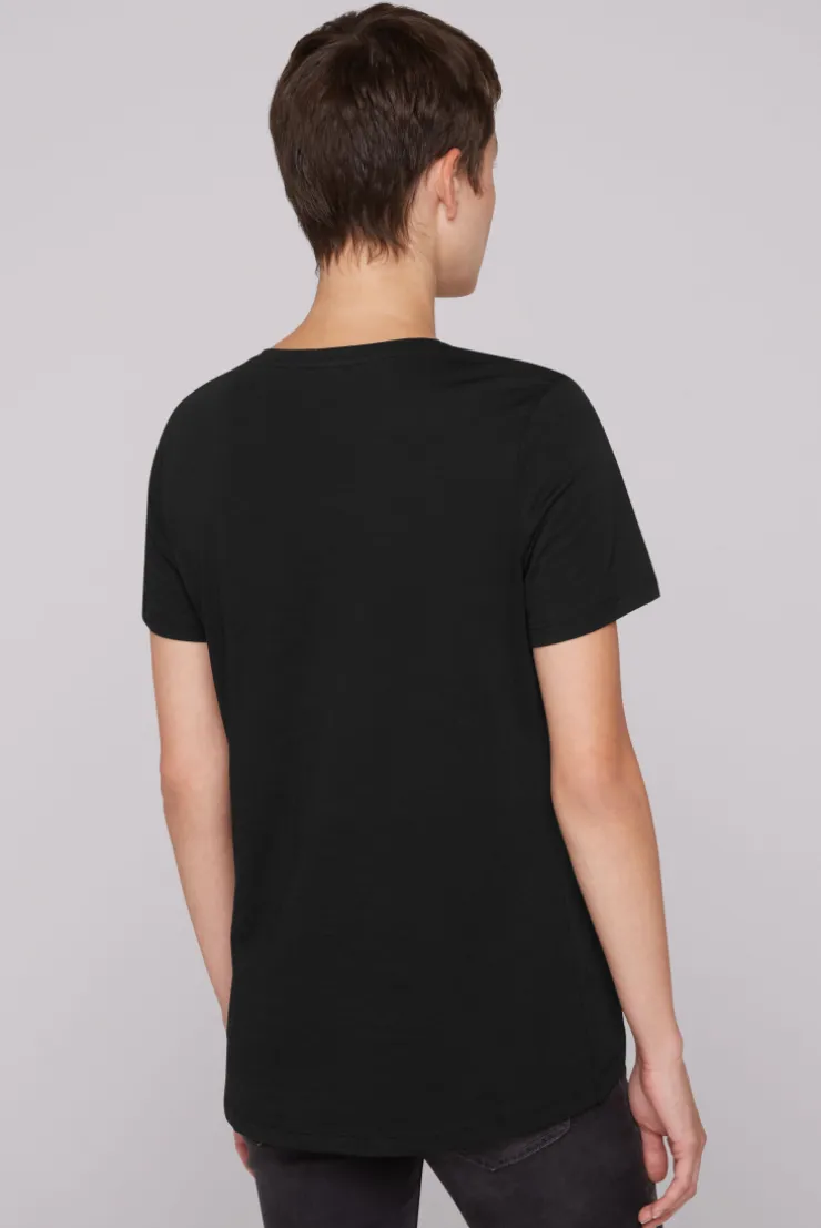 CAMP DAVID & SOCCX T-Shirt mit V-Ausschnitt und Glitter Wording black New