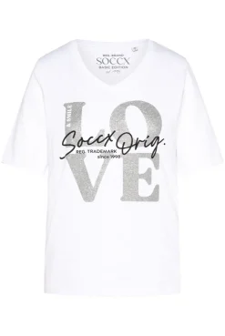 CAMP DAVID & SOCCX T-Shirt mit V-Ausschnitt und Print opticwhite Discount